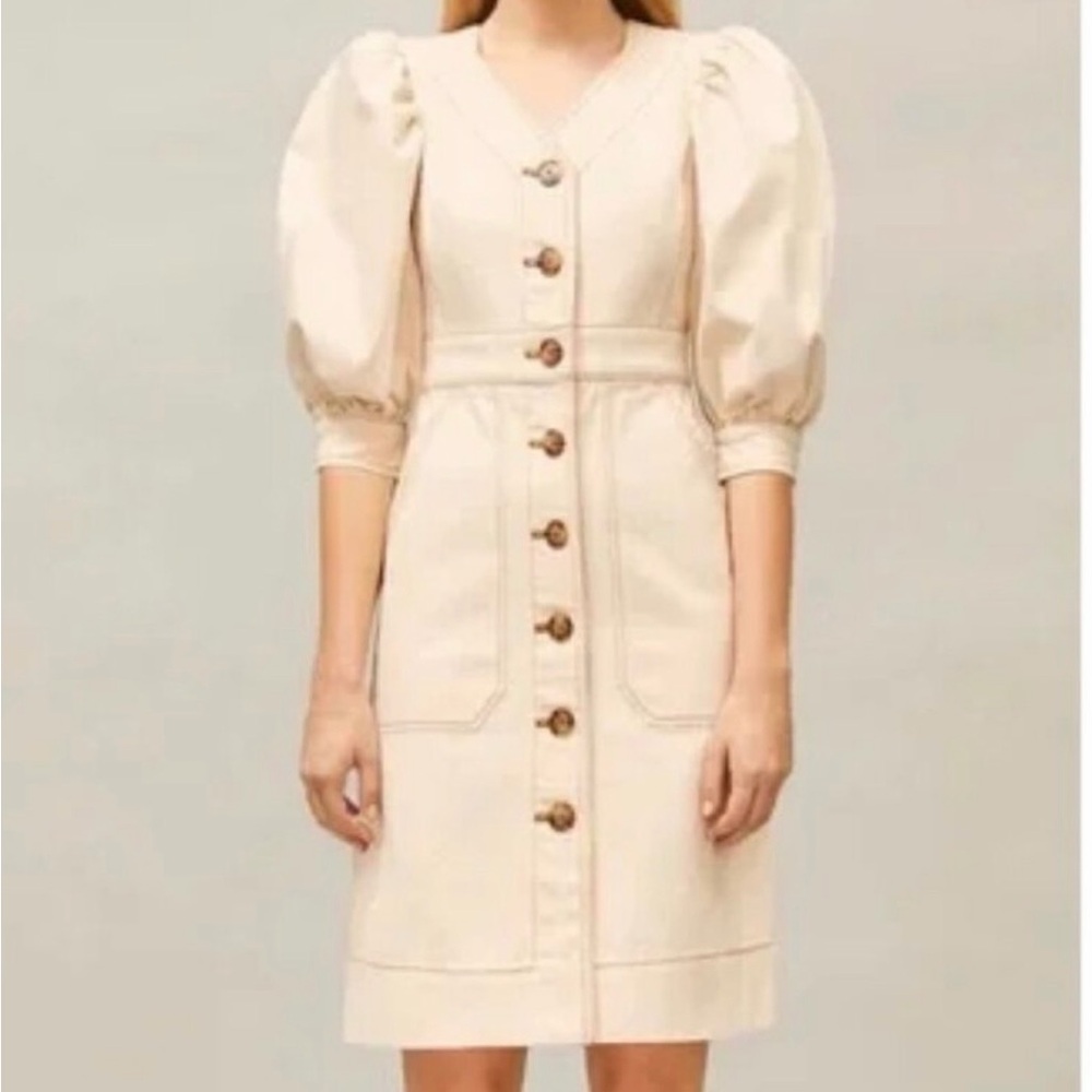 Tory Burch Cream Long Sleeve Button Dress NWT SIZE 4
